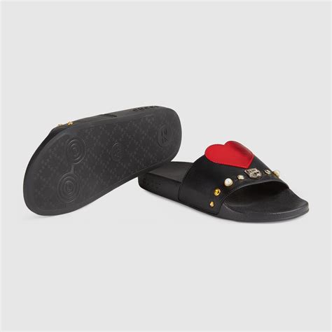 gucci embroidered slides